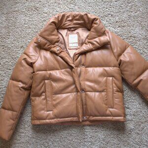NWOT Vegan Leather Mini Puffer, Size L